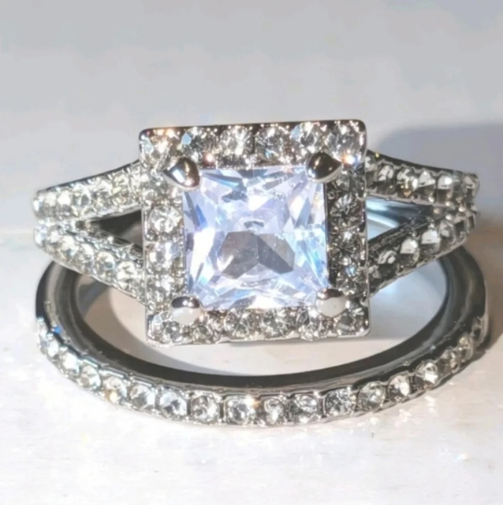 Womens 4 Ct Intricate Detailed Lab Created Diamond Engagement Ring Set Sz7